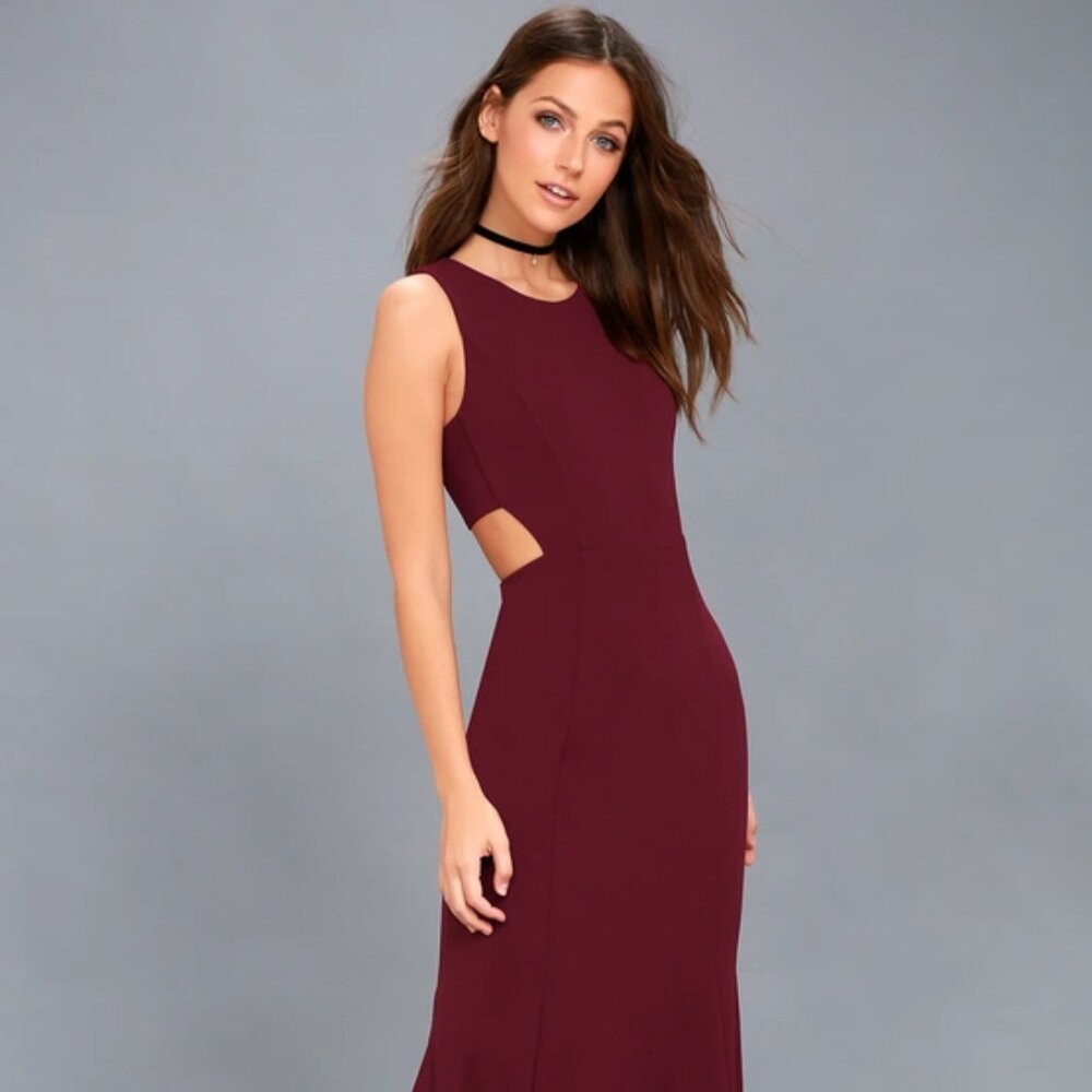 Loving Embrace Burgundy Cutout Maxi Dress XS